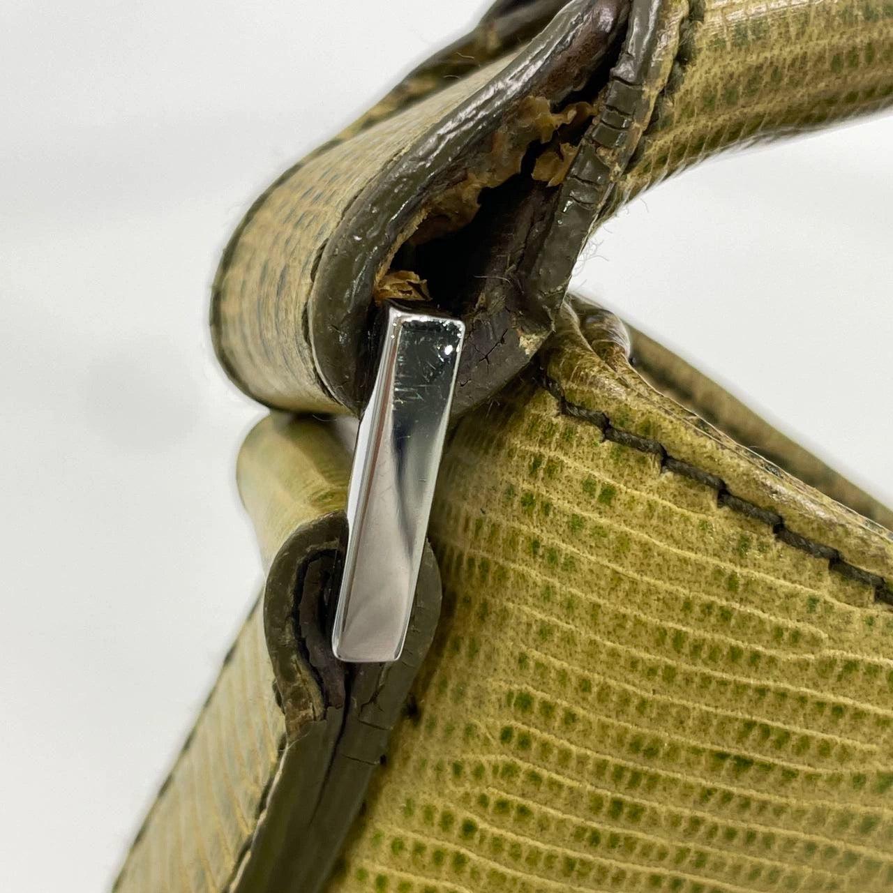 Dior Corset Dark Green Lizard-skin Leather and Satin Lace-up Ballet Bag For Sale 7