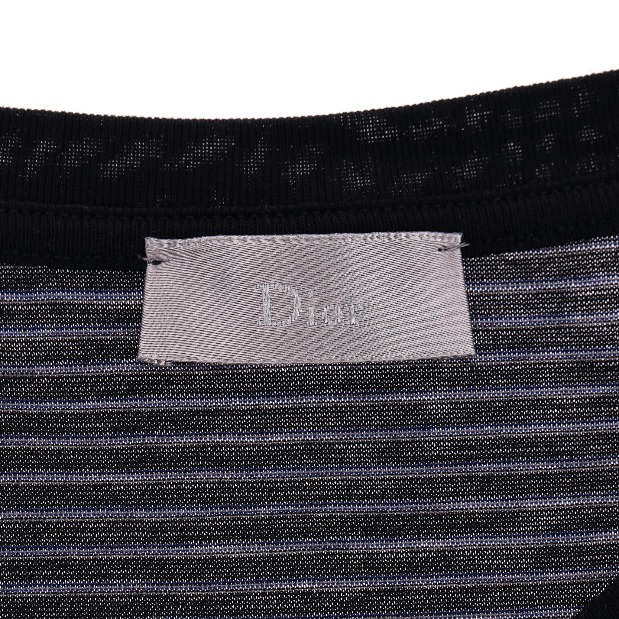 Dior Gestreiftes Logo-T-Shirt aus Baumwolle im Angebot 1