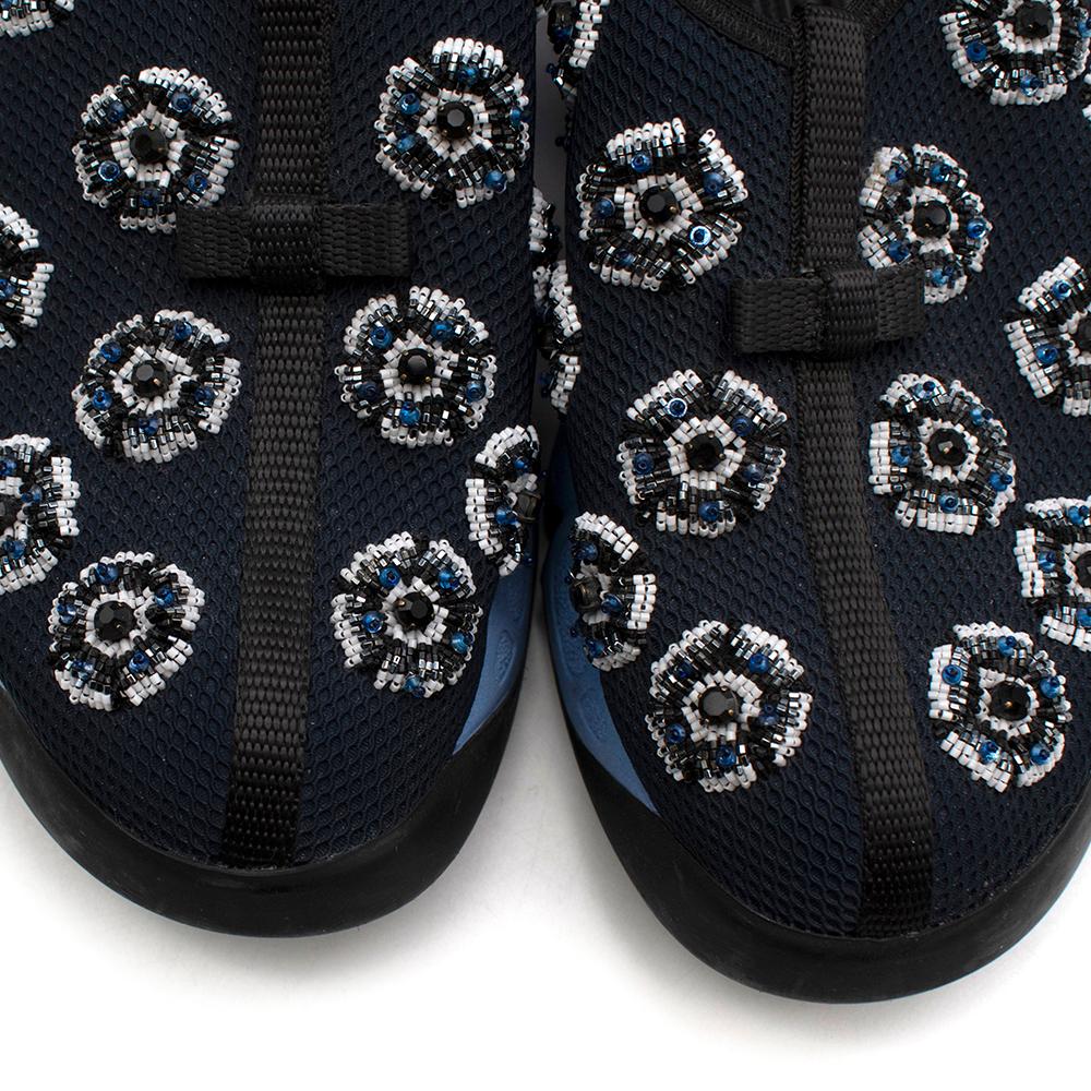 Black Dior Couture By Raf Simons Blue Embroidered Fusion Trainers - Size EU 38 For Sale