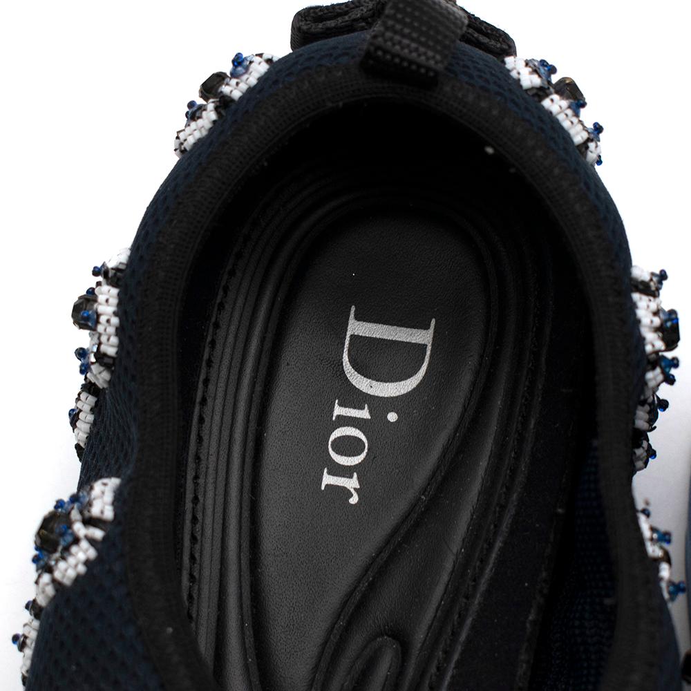 Dior Couture By Raf Simons Blue Embroidered Fusion Trainers - Size EU 38 In Excellent Condition For Sale In London, GB