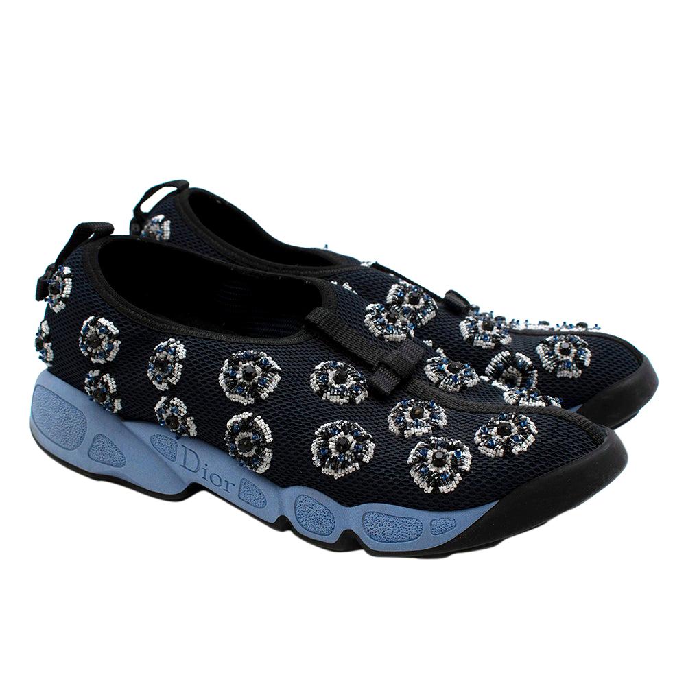 Dior Couture By Raf Simons Blue Embroidered Fusion Trainers - Size EU 38 For Sale