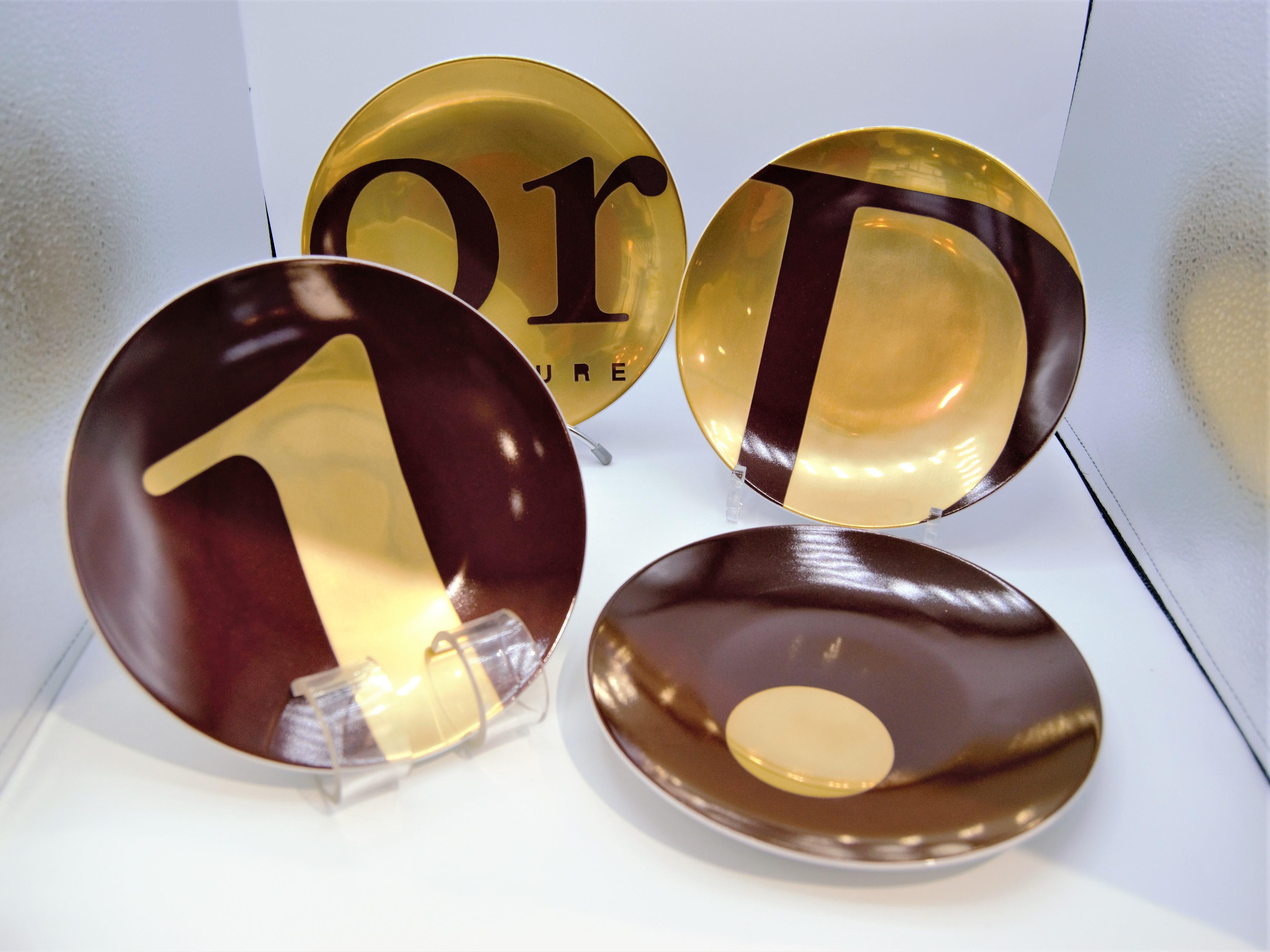 Dior Couture Porcelain Service 4 Plates, Limited Edition In Good Condition In Saint-Ouen, FR