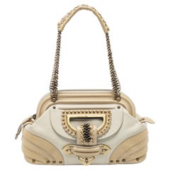 Dior Creme/Beige Nubuck und Leder Jeanne-Rahmen-Umhängetasche