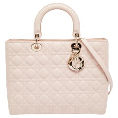 Dior Cream Cannage Leather Large Lady Dior Tote