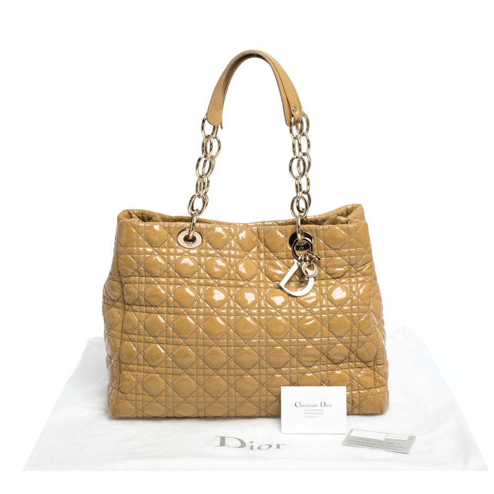 Dior Cream Cannage Patent Leather Soft Lady Dior Shopper Tote 4