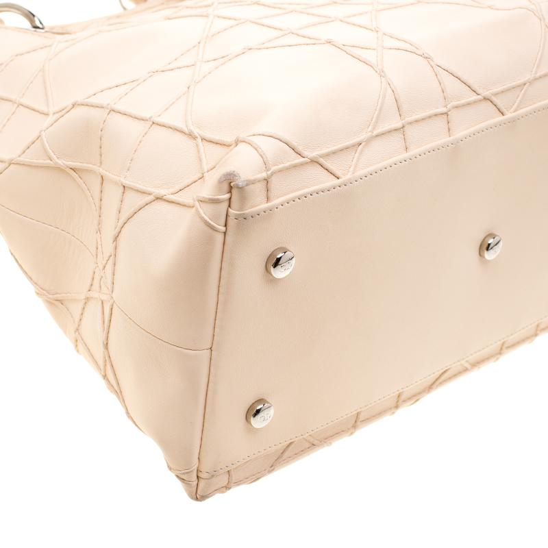 Dior Cream Cannage Quilted Leather Granville Tote 5