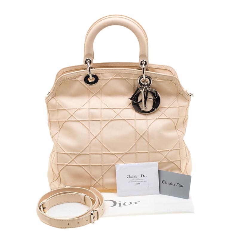 Dior Cream Cannage Quilted Leather Granville Tote 7