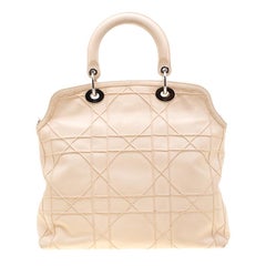 Dior Cream Cannage Quilted Leather Granville Tote