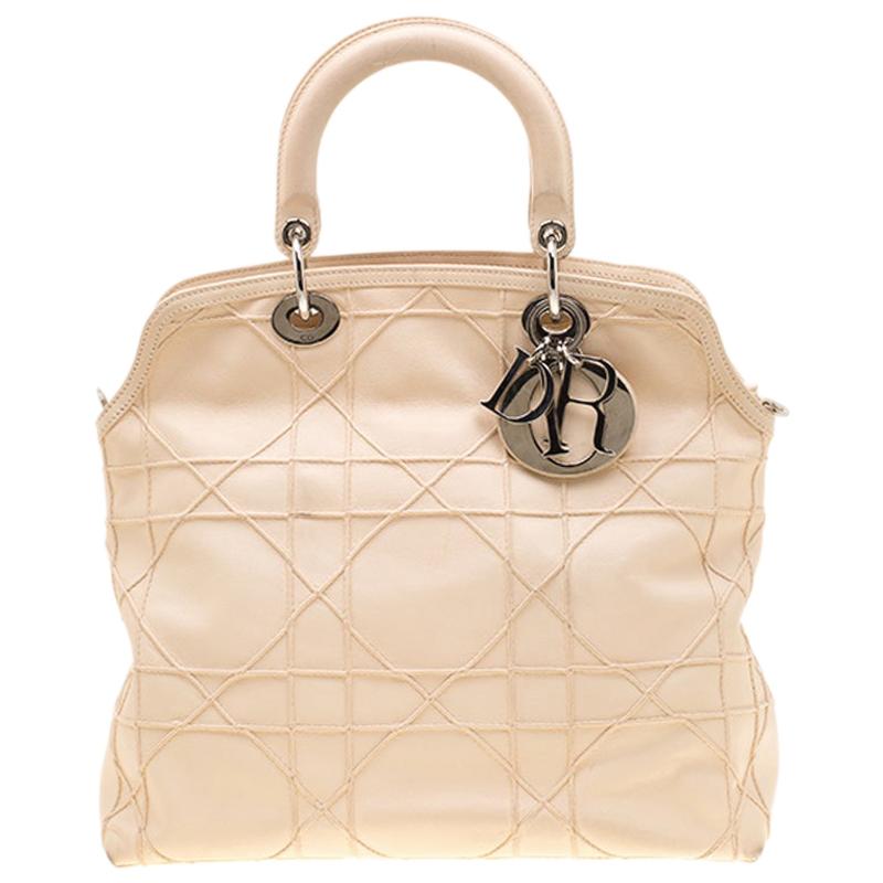 Dior Cream Cannage Quilted Leather Granville Tote
