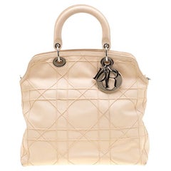 Dior Cream Cannage Quilted Leather Granville Tote