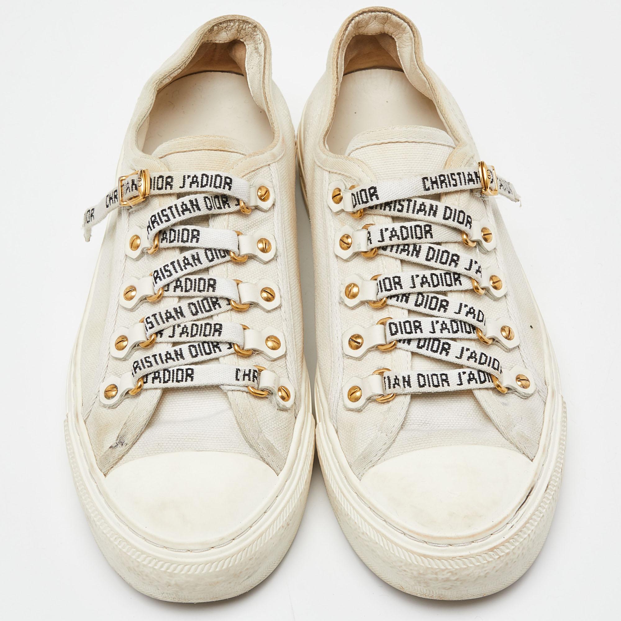 Beige Dior Cream Canvas Walk'n'Dior Sneakers Size 38.5