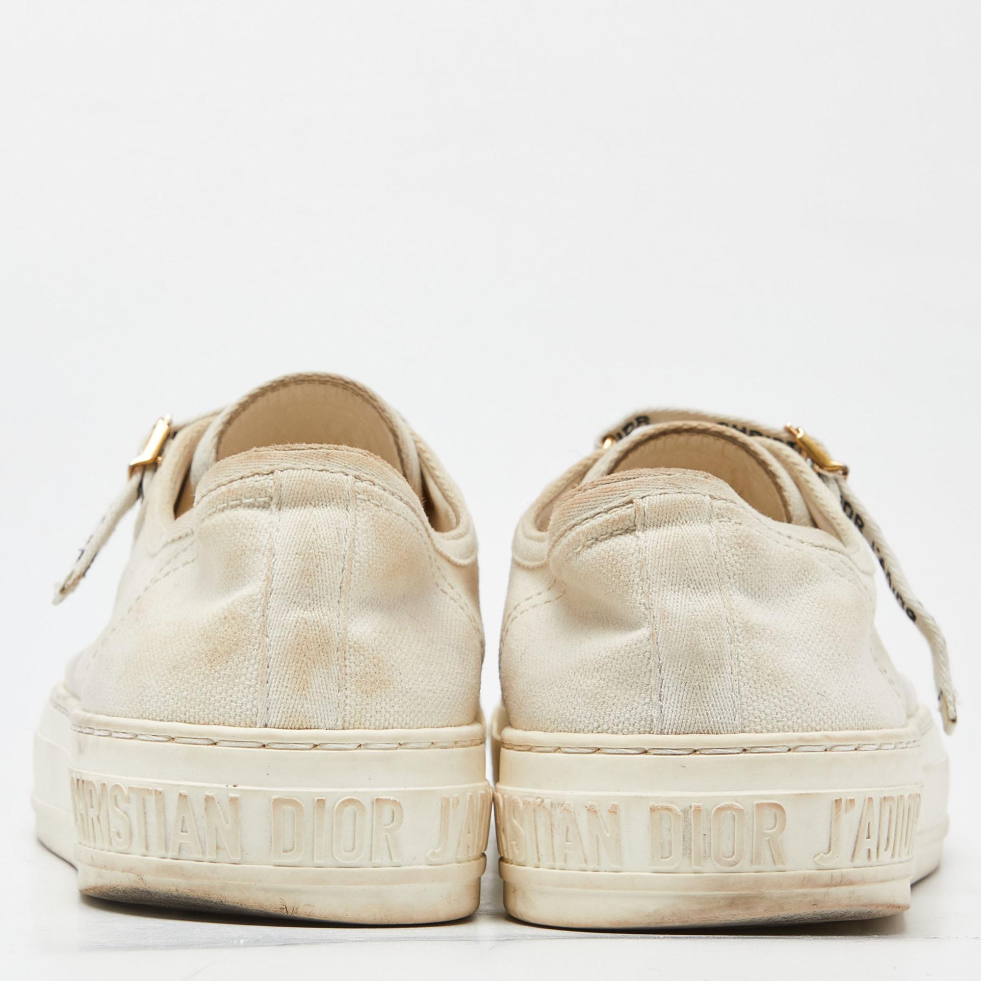 Women's Dior Cream Canvas Walk'n'Dior Sneakers Size 38.5