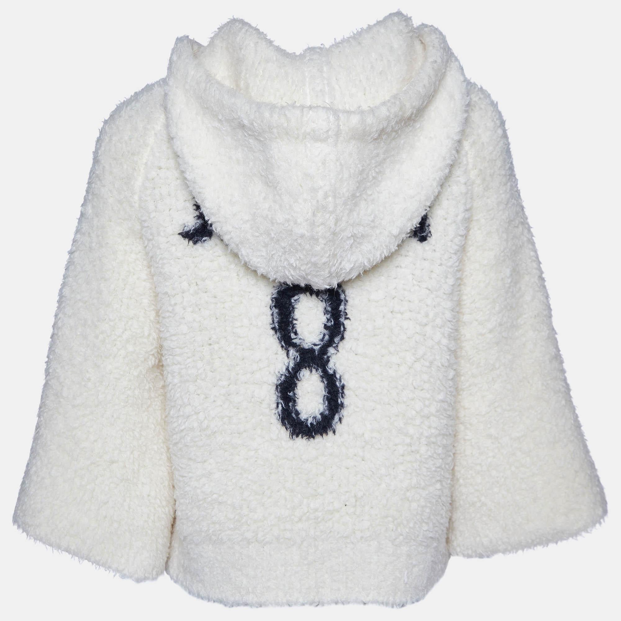 Dior Cremefarbene Fleece-Strickjacke aus Wolle J'Adior 8 mit Kapuze S Damen im Angebot