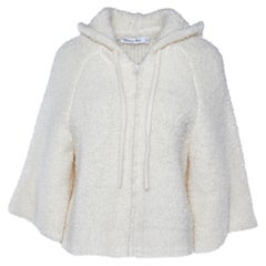 Dior Cream Fleece Wool J'Adior 8 Hood's Hooded Cardigan S