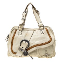 Dior Cream Gaucho Leather Large Double Saddle Shoulder Bag