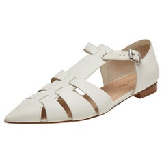 Dior Cream Leather Flat Sandals Size 40
