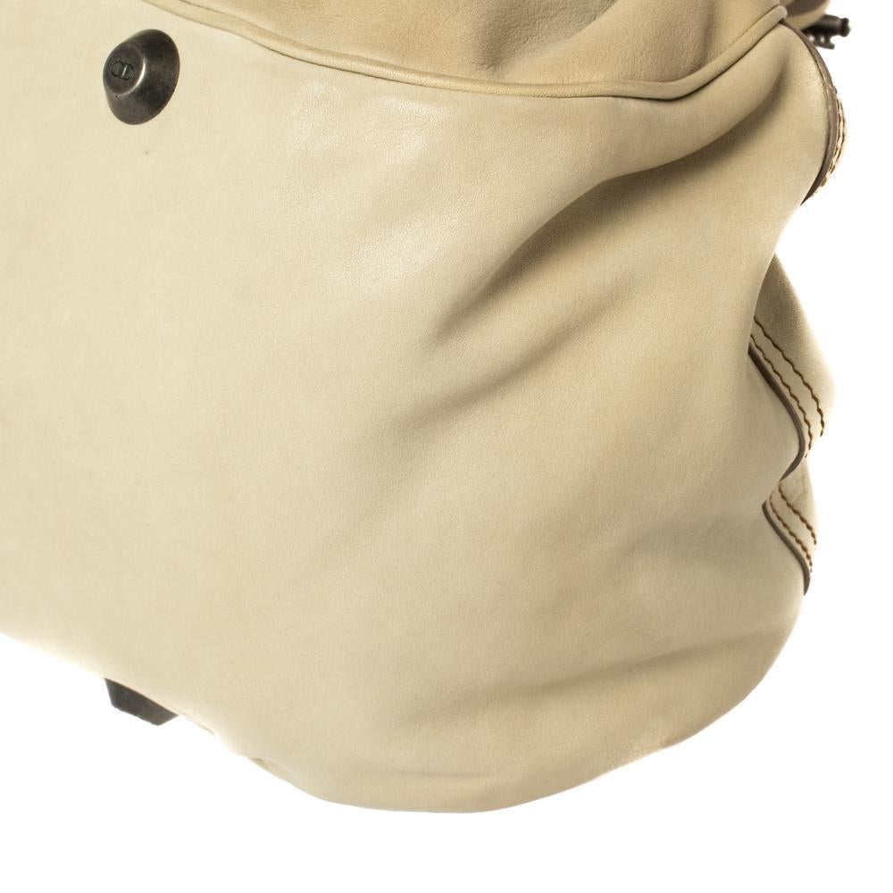 Dior Cream Leather Gaucho Frame Bag 2