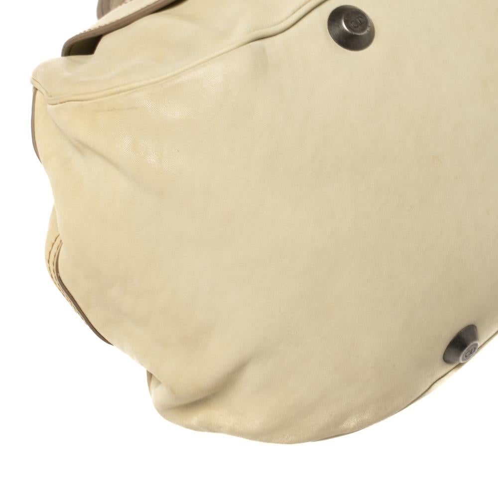 Dior Cream Leather Gaucho Frame Bag 3