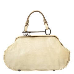 Dior Cream Leather Gaucho Frame Bag