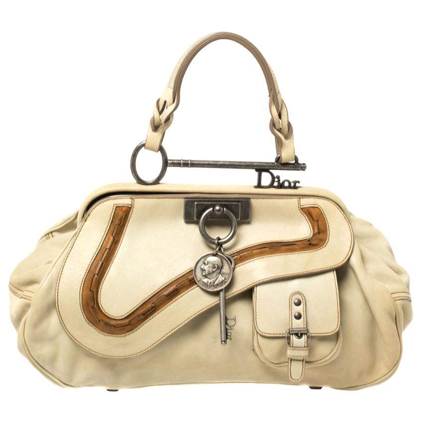 Dior Cream Leather Gaucho Frame Bag