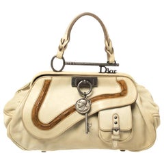 Sac cadre Gaucho en cuir crème Dior