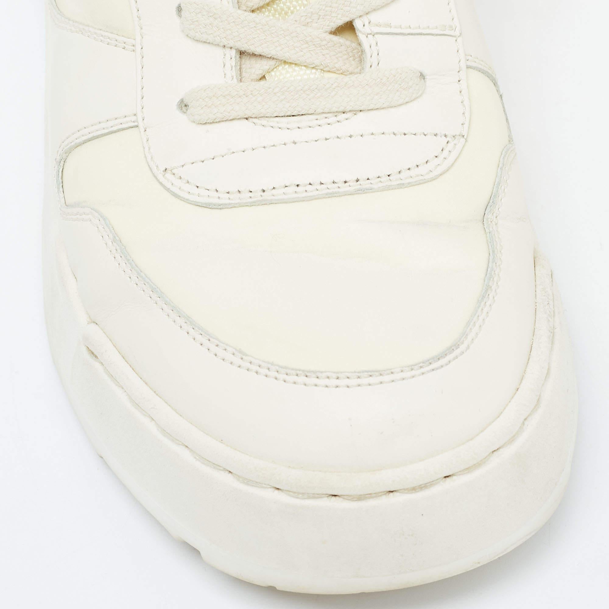 Dior Cream Leather Jumper High Top Sneakers Size 36 For Sale 1