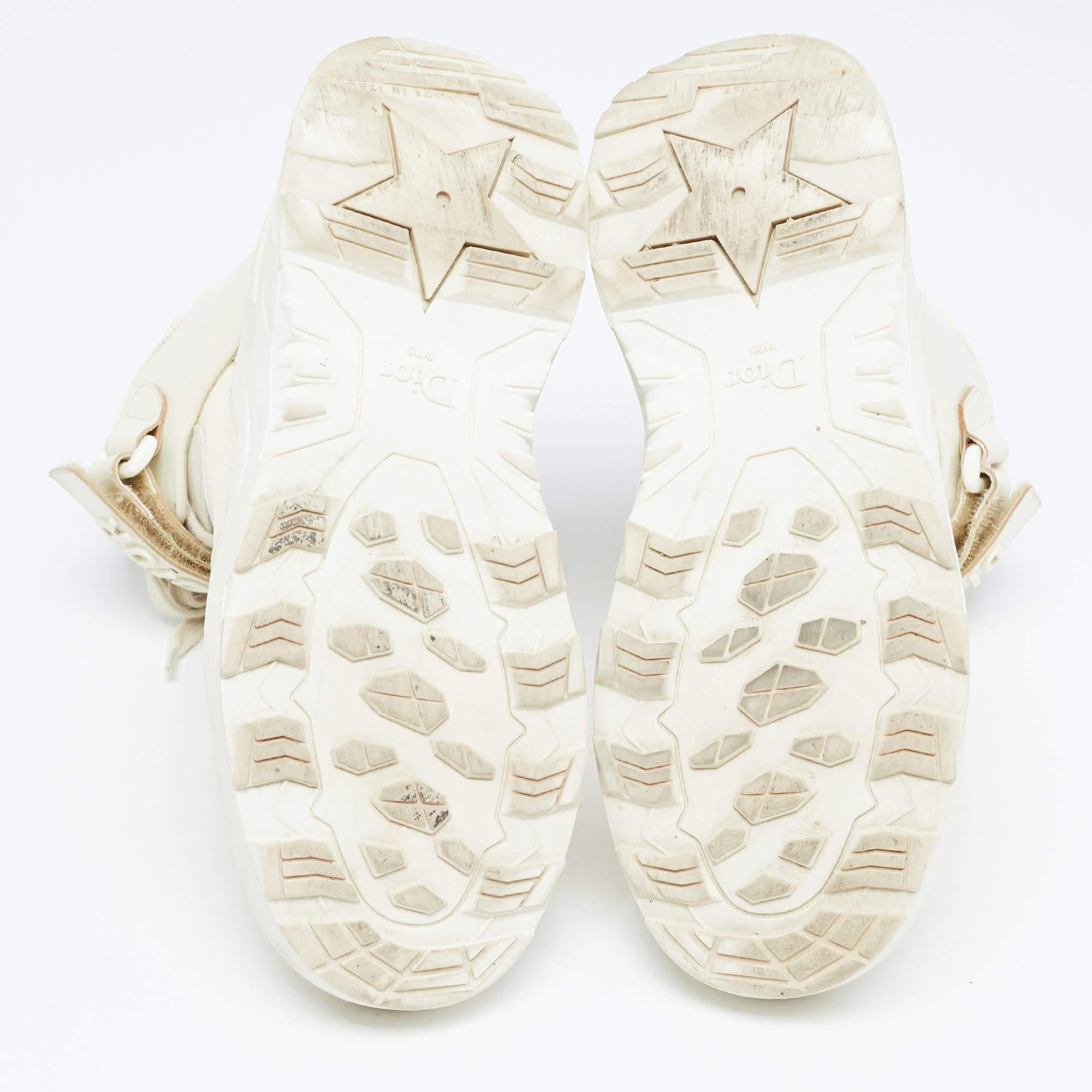 Dior Cream Leather Jumper High Top Sneakers Size 36 For Sale 3