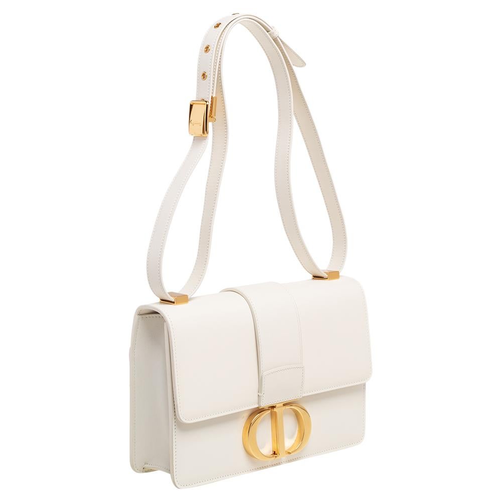 Dior Cream Leather Montaigne 30 Flap Shoulder Bag In Good Condition In Dubai, Al Qouz 2