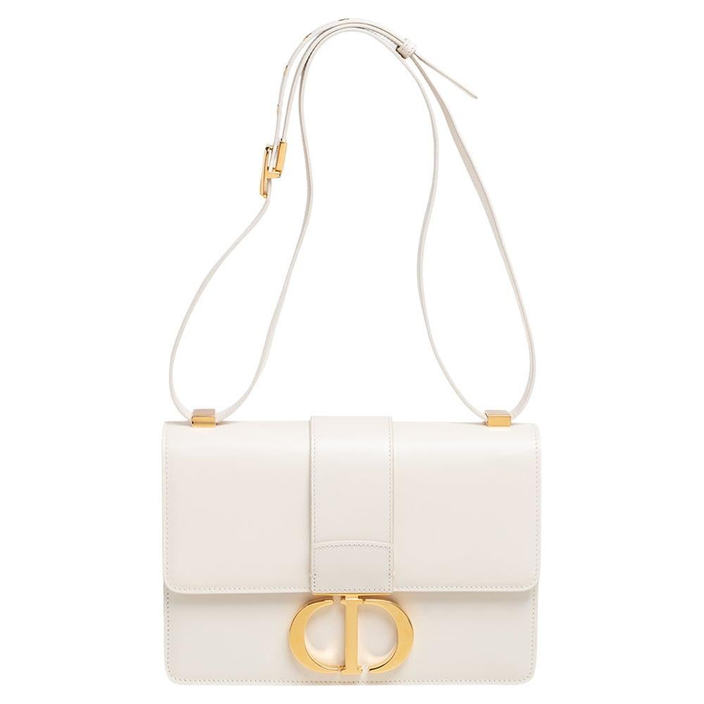 Dior Cream Leather Montaigne 30 Flap Shoulder Bag