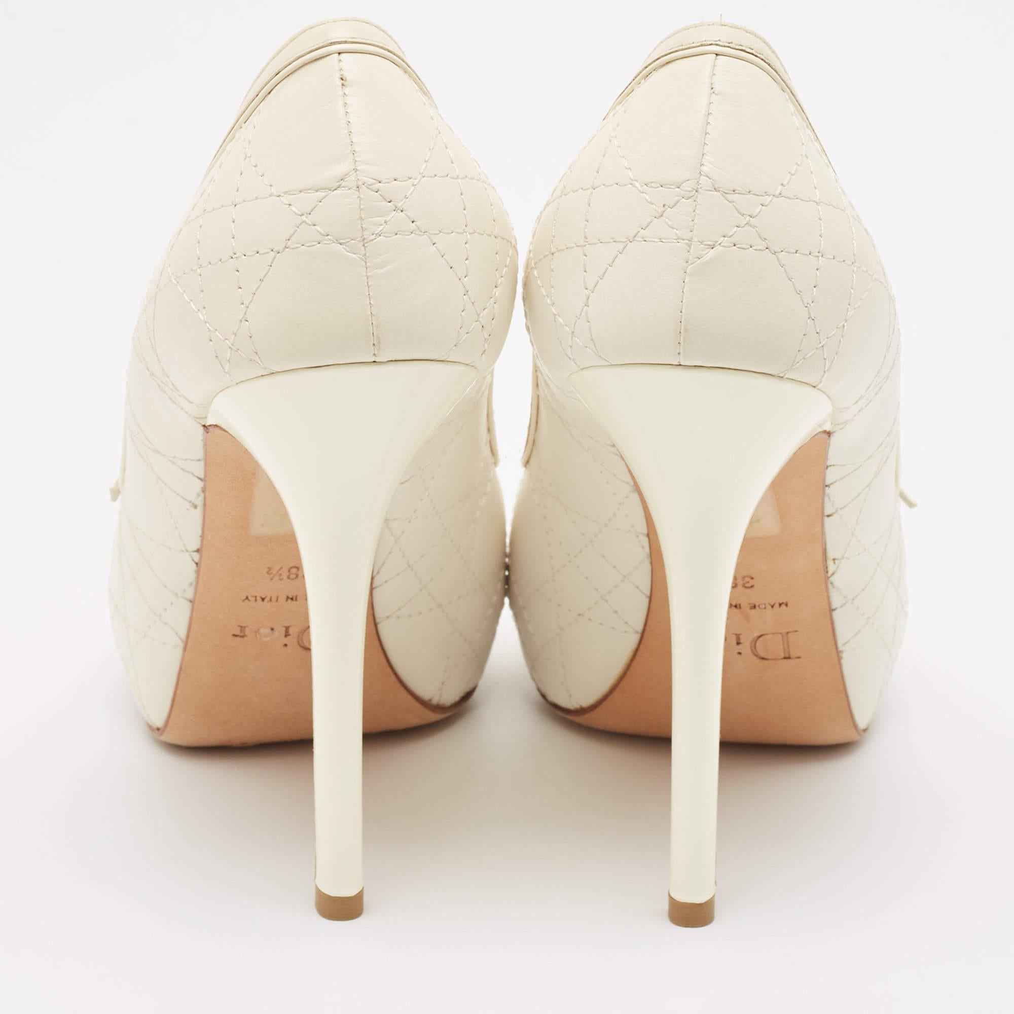 Women's Dior Cream Leather Peep Toe Pumps Size 38.5 For Sale