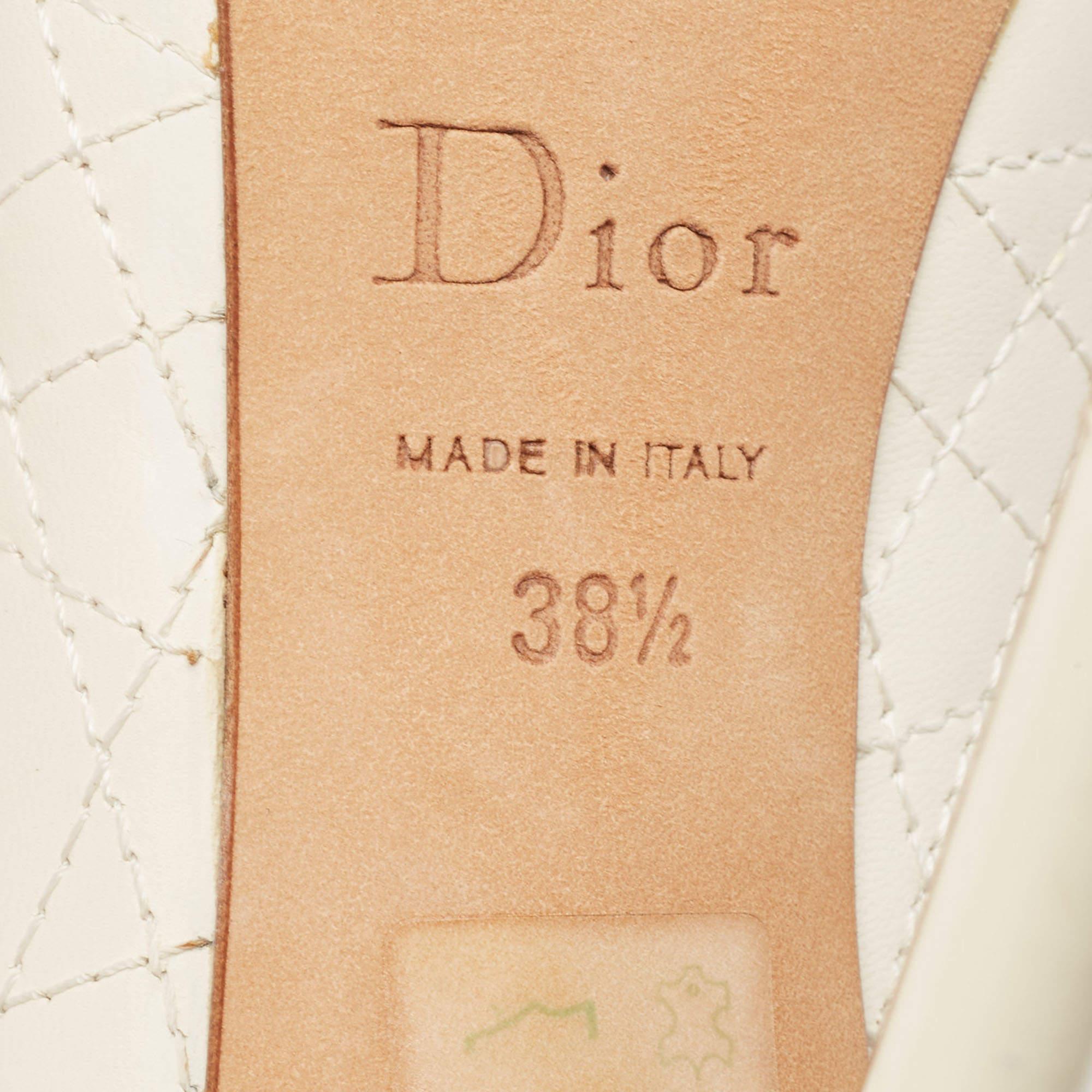 Dior Cream Leather Peep Toe Pumps Size 38.5 For Sale 3