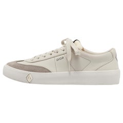 Dior Cream Leather Suede B101 Lace Up Sneakers Size 40