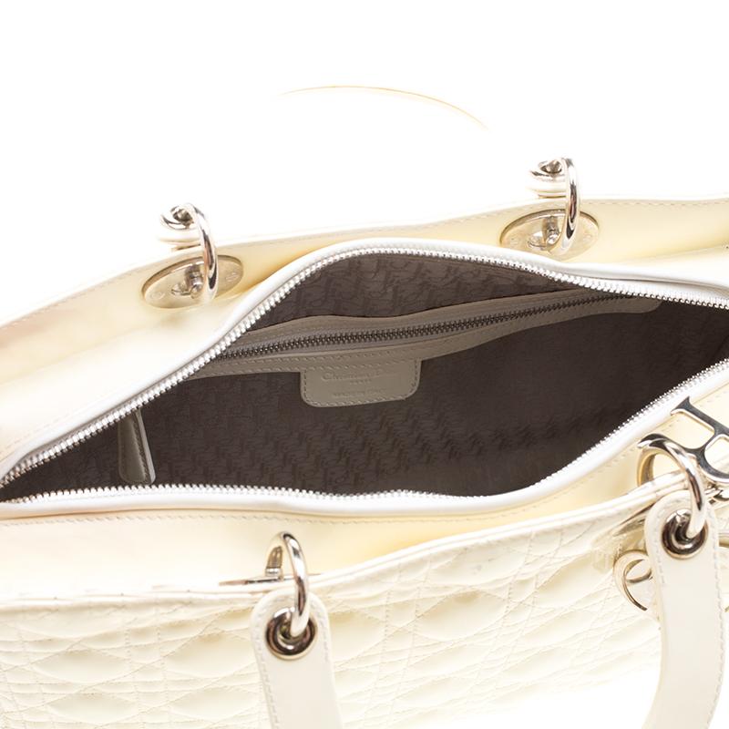 Dior Cream Patent Leather Large Lady Dior Tote 2