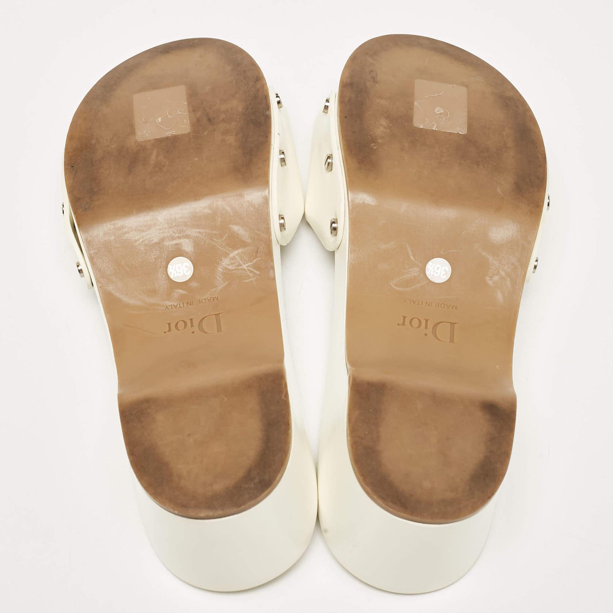 Dior Cream Patent Leather Slide Sandals Size 36.5 1