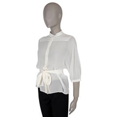 DIOR cream silk 2020 BELTED CHIFFON Blouse Shirt 36 XS