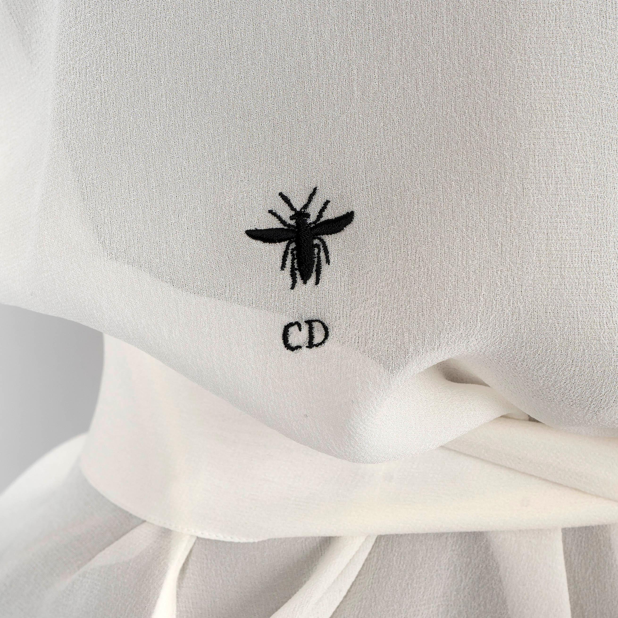 DIOR cream silk 2020 BELTED CHIFFON Blouse Shirt 36 XS For Sale 1