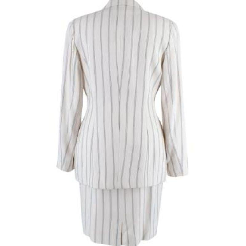 Dior Cream Striped Single Breasted Skirt Suit In Good Condition For Sale In London, GB
