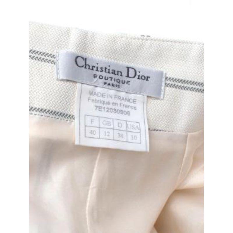 Dior Cream Striped Single Breasted Skirt Suit For Sale 1