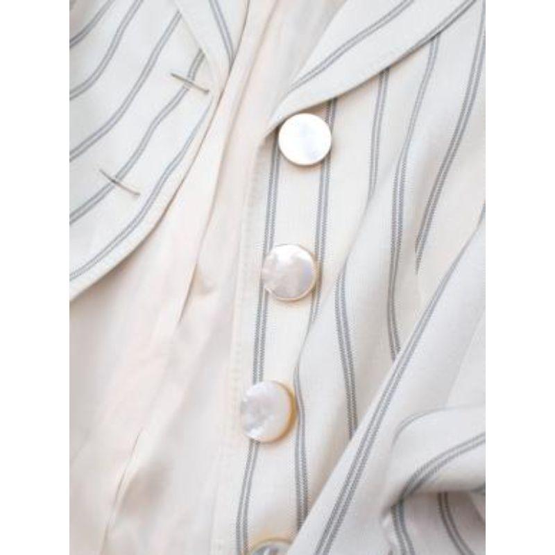 Dior Cream Striped Single Breasted Skirt Suit For Sale 4