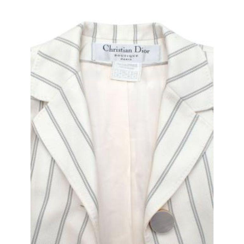 Dior Cream Striped Single Breasted Skirt Suit For Sale 5