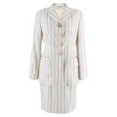 Dior Cream Striped Single Breasted Skirt Suit