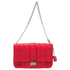 Dior Crimson Red Cannage Leder große Miss Dior Klappe Tasche