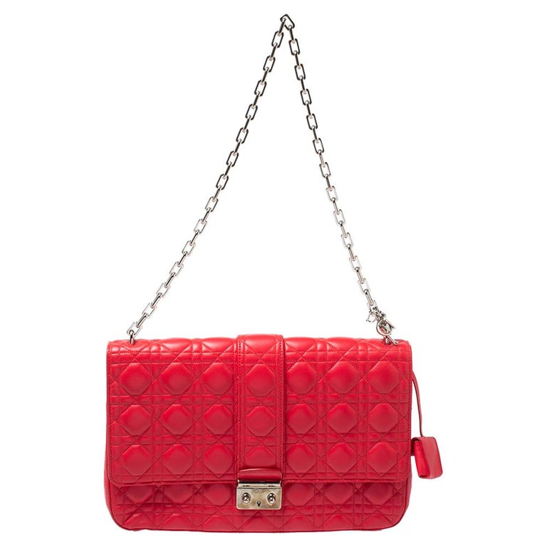 Dior Crimson Red Cannage Leather Large Miss Dior Flap Bag at 1stDibs
