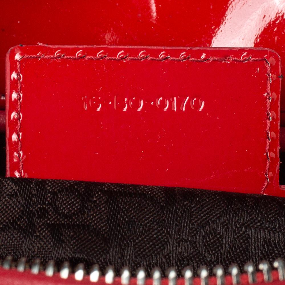 Dior Crimson Red Cannage Große Lady Dior Tote aus Lackleder Damen