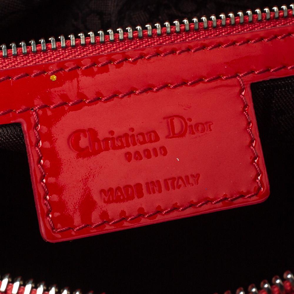 Dior Crimson Red Cannage Große Lady Dior Tote aus Lackleder 1