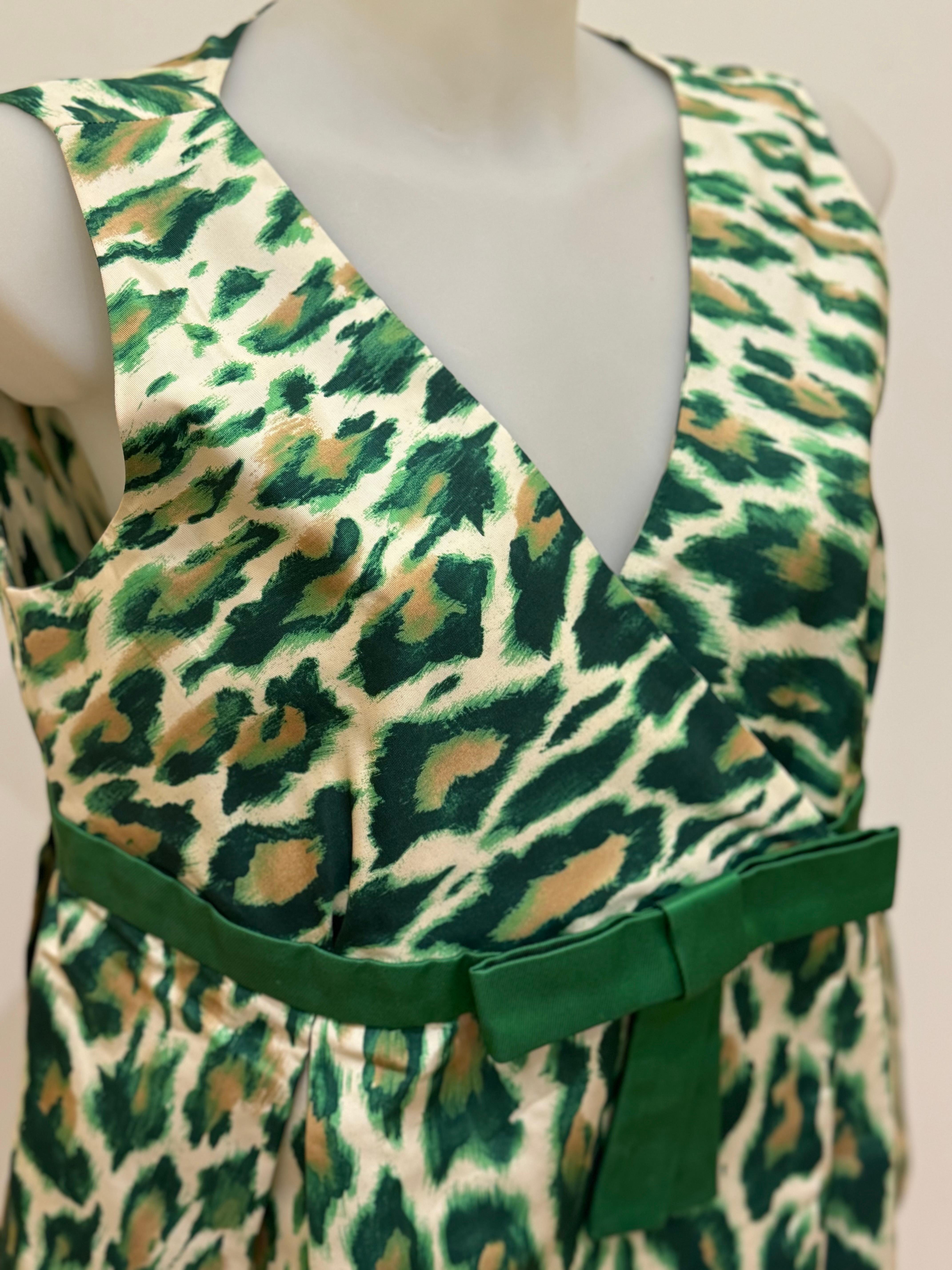 Women's Dior Cruise 2008 by John Galliano cheetah print green silk top For Sale