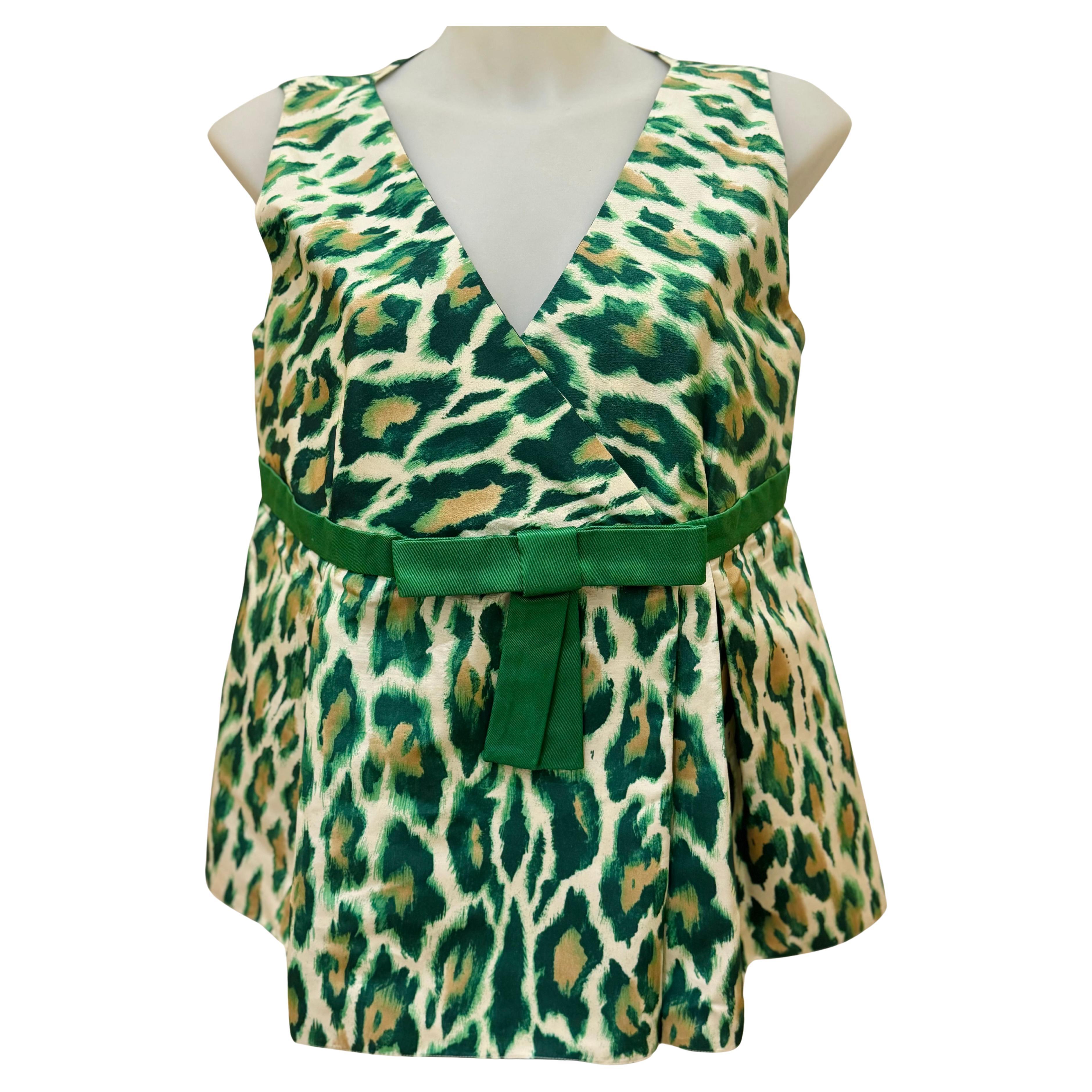 Dior Cruise 2008 by John Galliano cheetah print green silk top For Sale