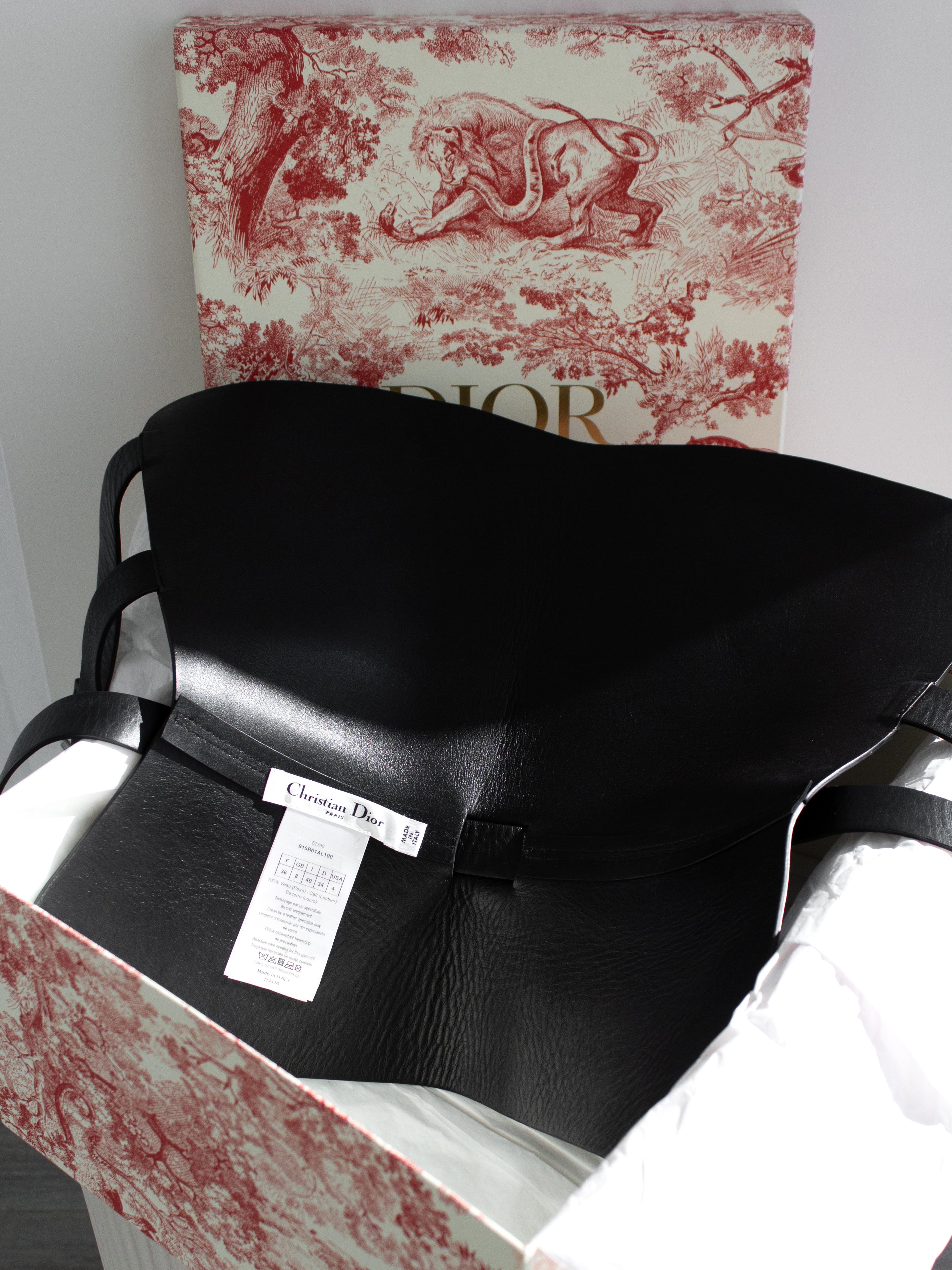 Dior Cruise 2019 Black Calfskin Leather Buckle Bustier Corset Top 9