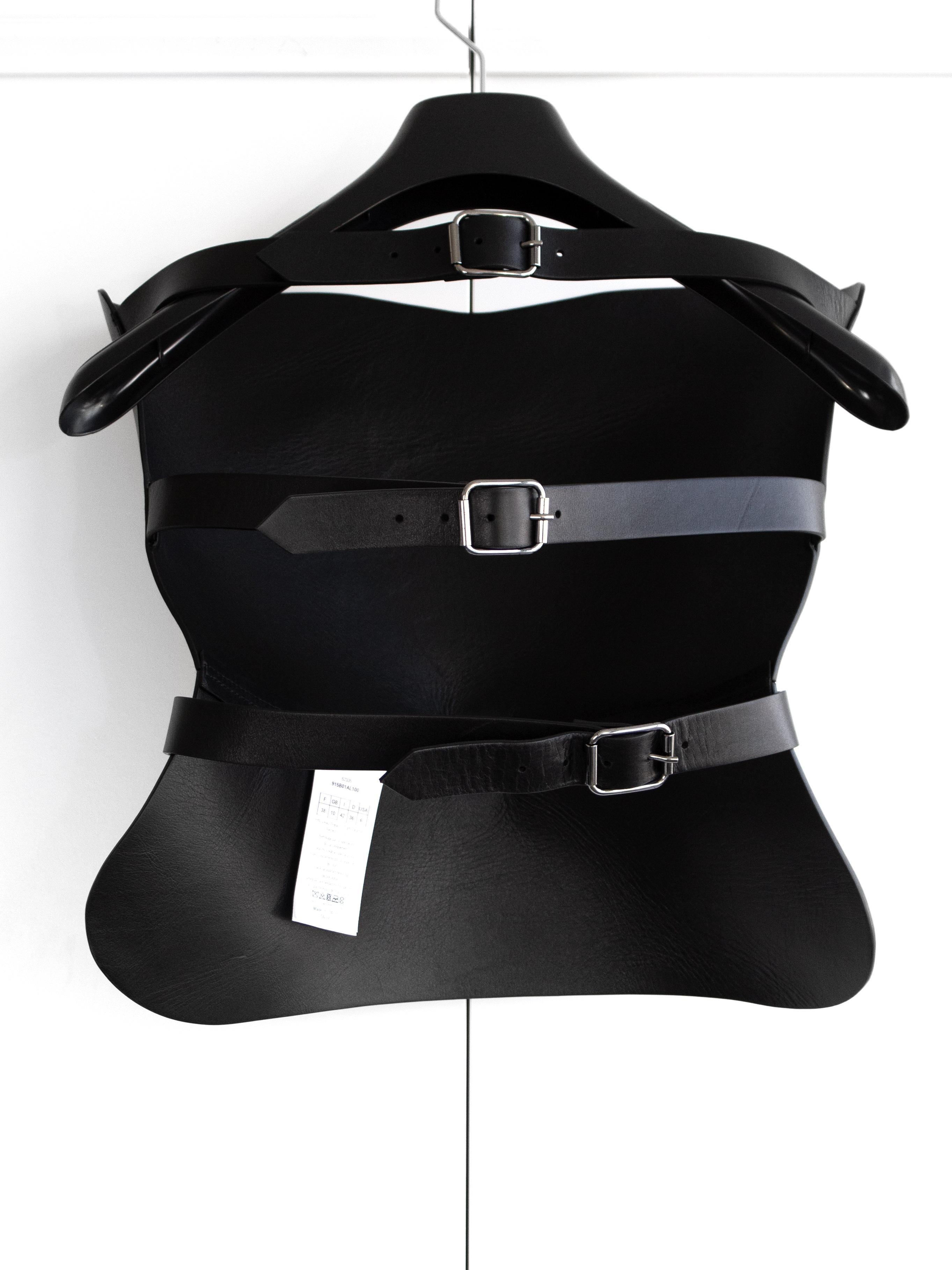 Women's Dior Cruise 2019 Black Calfskin Leather Buckle Bustier Corset Top