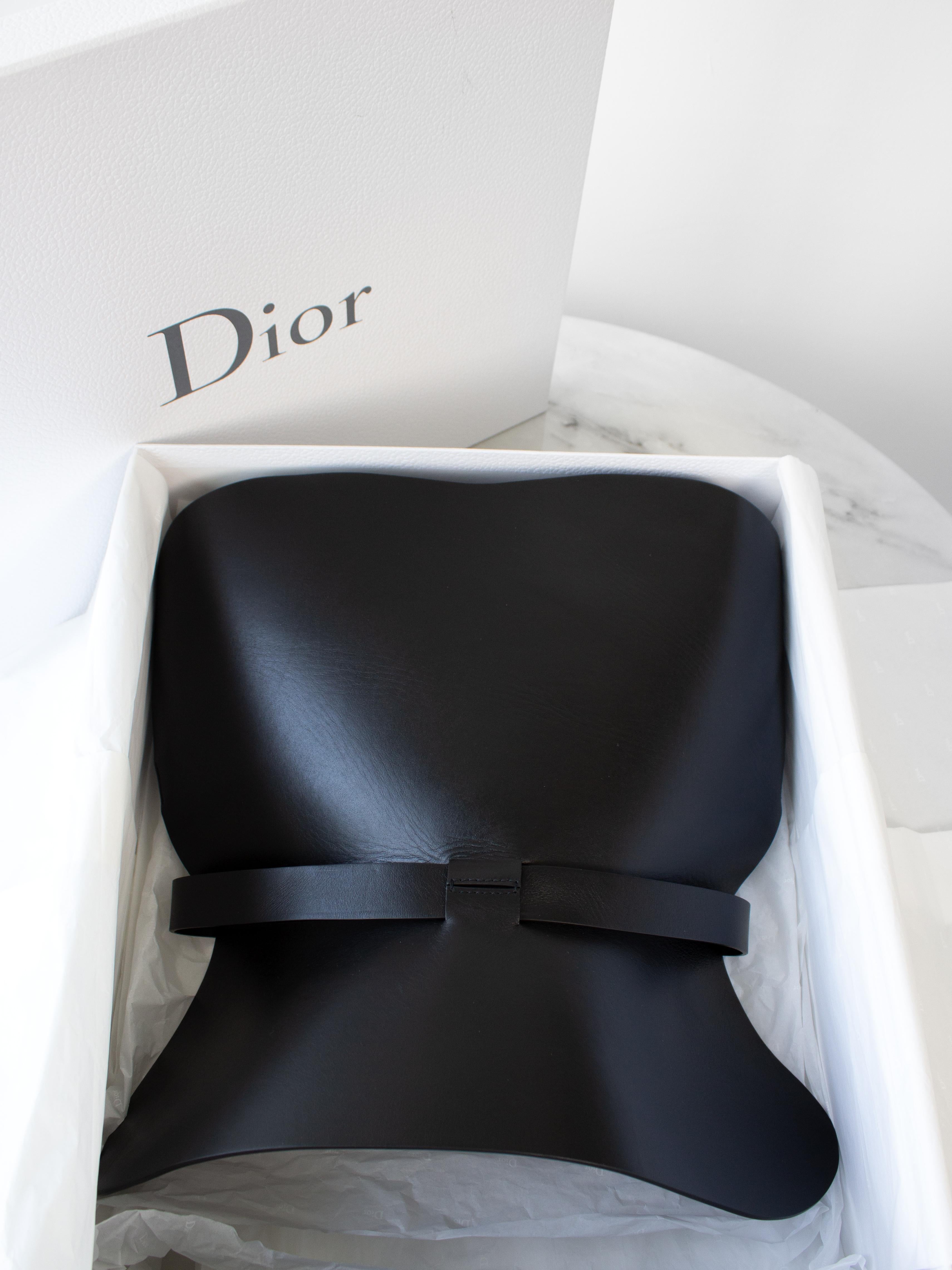 Dior Cruise 2019 Black Calfskin Leather Buckle Bustier Corset Top 1